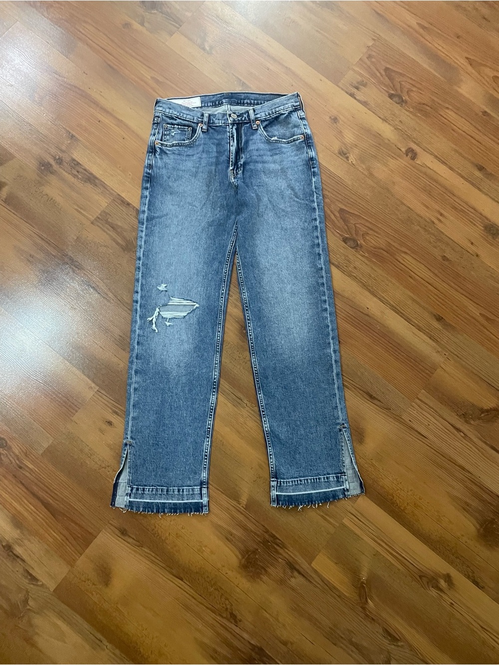 Women’s GAP Blue Distressed Straight-Leg split hem Jeans